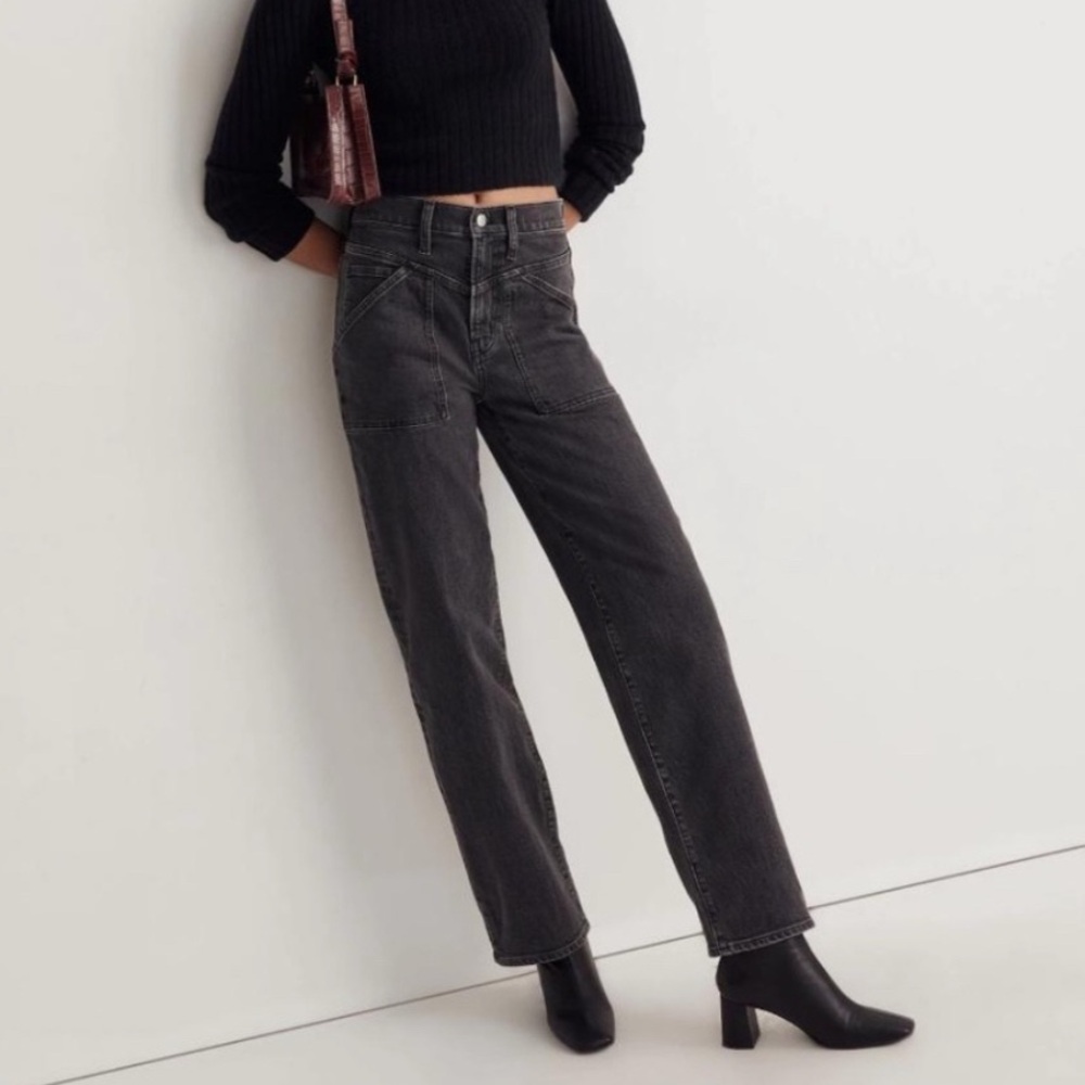Madewell Black perfect vintage wide leg jean.